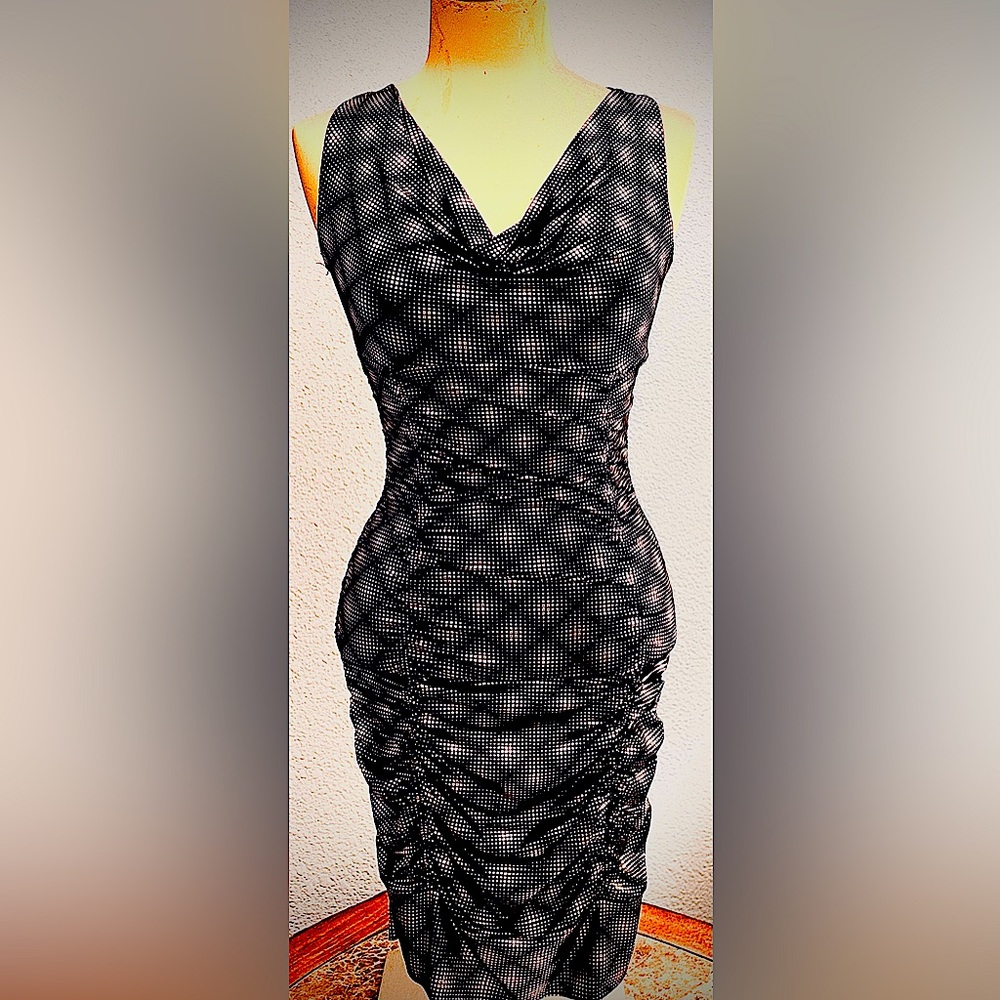 Black and Gold Runched Dress